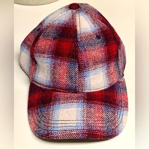 COPY - Adult One Size Fits Most Red Plaid Wool Blend GAP + PENDLETON Baseball C…